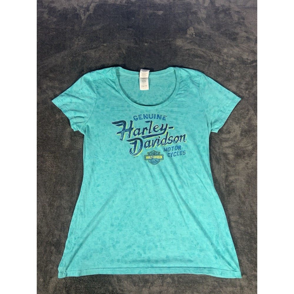 Harley Davidson Hollywood LA California Teal Shirt Women's 2017 Size Large